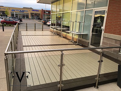 Tan and Commercial Brown, Vinyl Deck with Glass railing