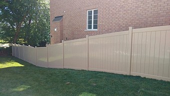 Tan , 2 Rail full privacy fence