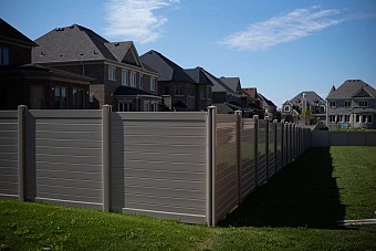 Tan, 6'high, full privacy,Horizontal Vinyl fence