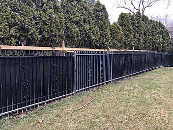 Black Aluminum with Black vinyl privacy fence