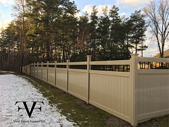 Tan with aluminium topper, privacy fence